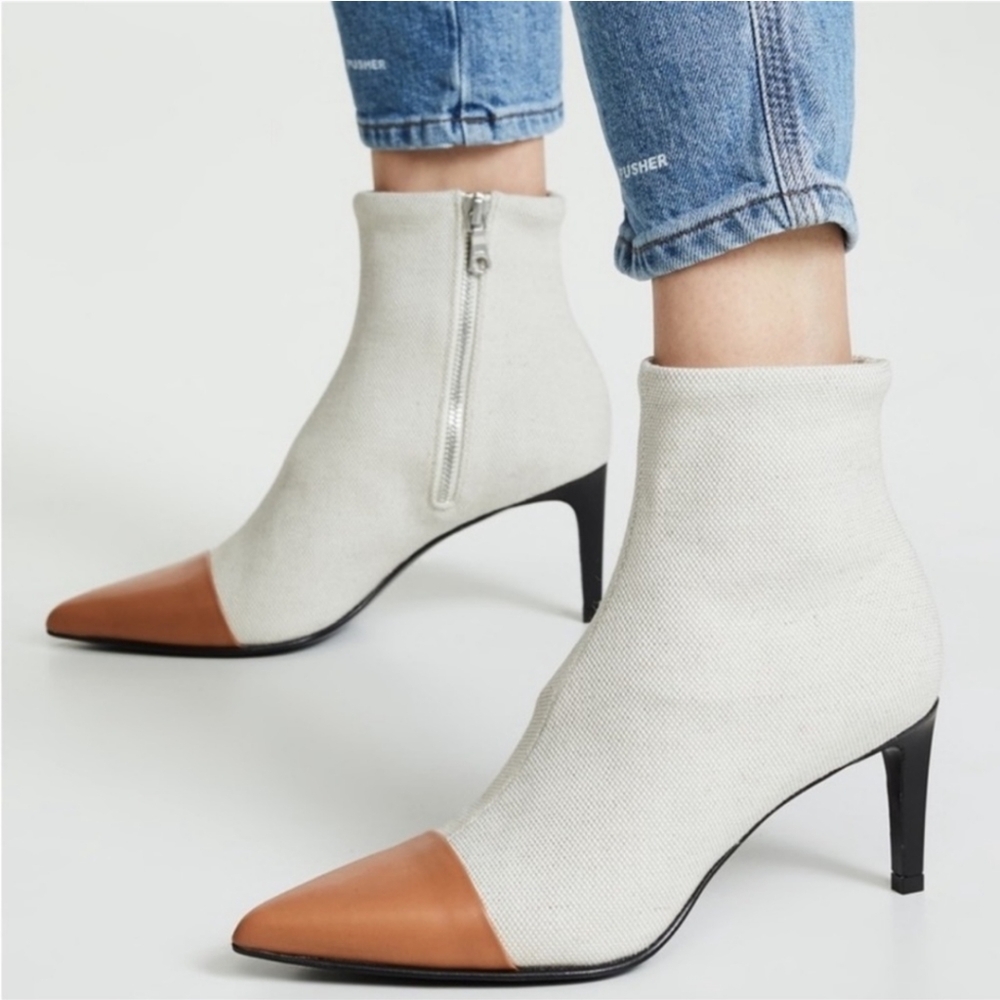 RAG & BONE BEHA BOOTIES CANVAS & LEATHER SIZE 39